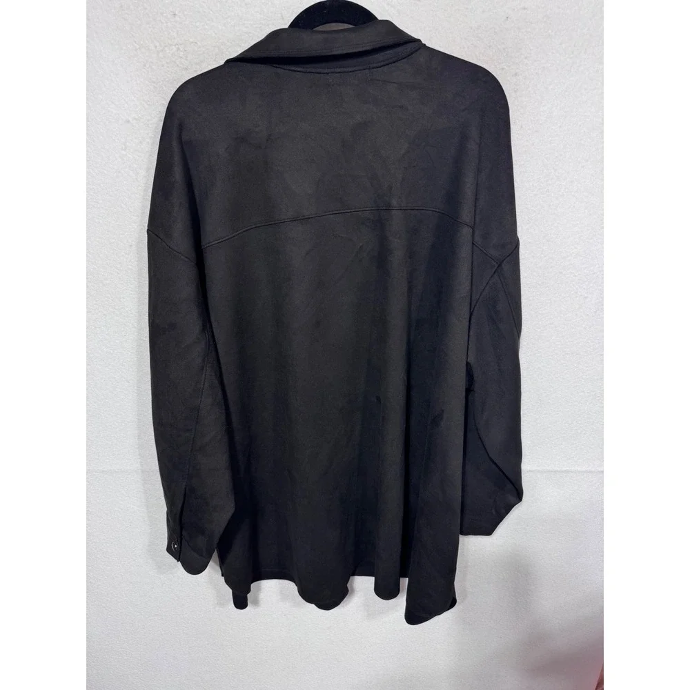 Torrid Women's 4X Deep Black Faux Suede Shacket Shirt Jacket Cowgirl Outerwear - Picture 3 of 7